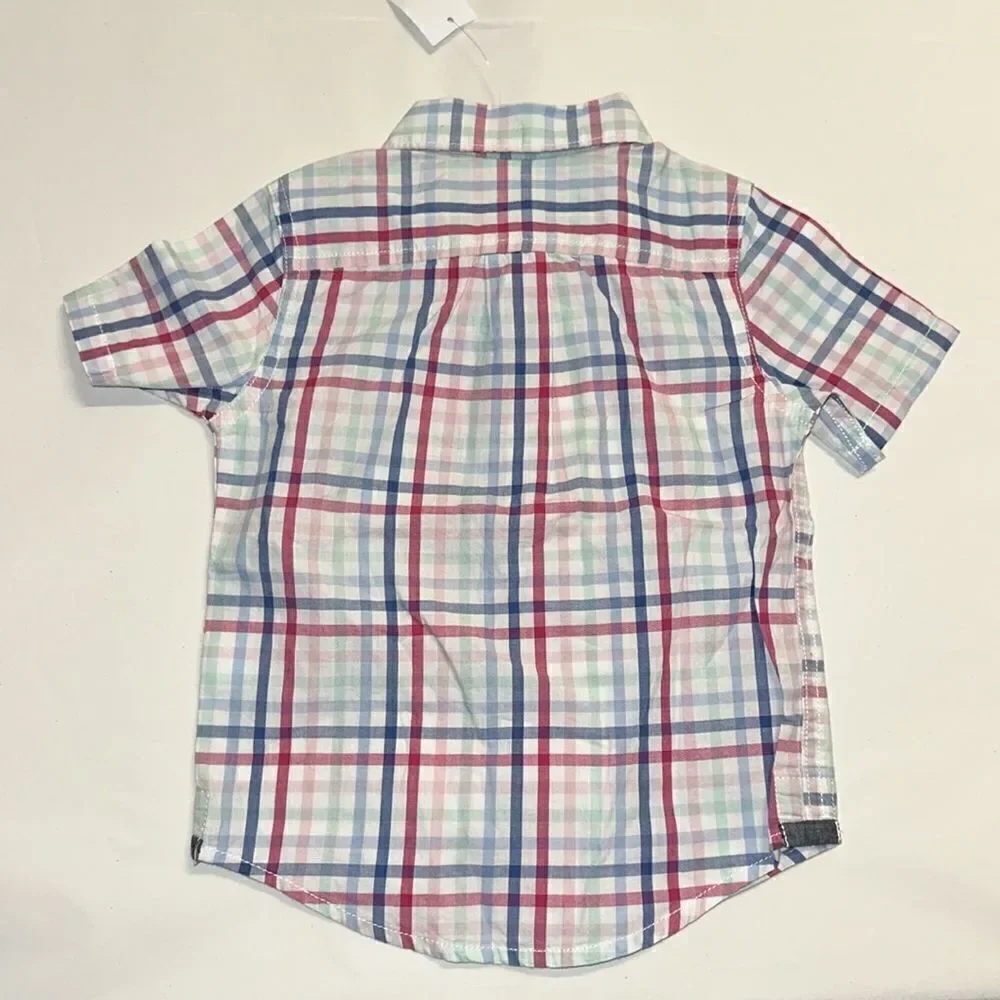 GAP Kids | Blue & Red | Plaid Poplin Short Sleeve Shirt
